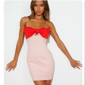 Hello Molly Red and Pink Bodycon Mini Dress